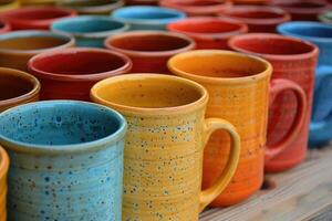 ai gerado colorida estampado cerâmico caneca profissional fotografia foto