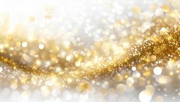 ai gerado abstrato fundo com ouro partícula, Natal dourado luz brilho partículas bokeh efeito feriado brilho, gerado ai foto