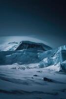 ai gerado Antártica geleira panorama às noite foto