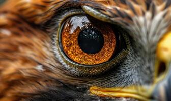 ai gerado fechar-se do da águia olho. macro do falcão olho. foto