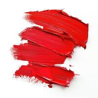 ai gerado vibrante vermelho escova golpes em branco fundo foto