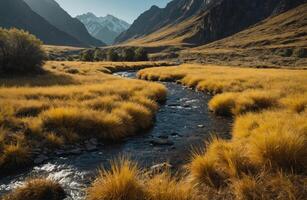 ai gerado rio dentro uma montanha vale foto