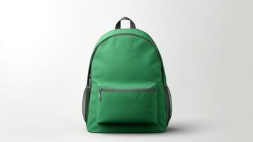 ai gerado verde mochila saco isolado em branco fundo com cópia de espaço para anúncio. ai gerado foto