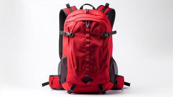 ai gerado vermelho hidratação mochila saco isolado em branco fundo com cópia de espaço para anúncio. ai gerado foto