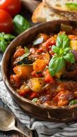 ai gerado Ratatouille clássico francês vegetal ensopado foto