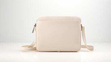 ai gerado creme crossbody saco isolado em branco fundo com cópia de espaço para anúncio. ai gerado foto