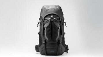 ai gerado Preto caminhada mochila saco isolado em branco fundo com cópia de espaço para anúncio. ai gerado foto