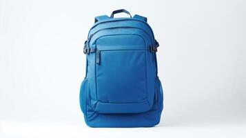 ai gerado azul viagem mochila saco isolado em branco fundo com cópia de espaço para anúncio. ai gerado foto