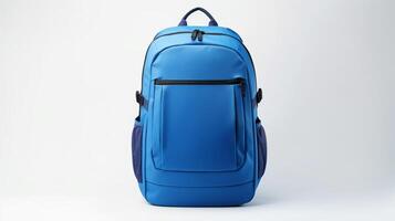 ai gerado azul viagem mochila saco isolado em branco fundo com cópia de espaço para anúncio. ai gerado foto