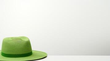 ai gerado foto do verde Palha chapéu isolado em branco fundo. ai gerado