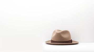 ai gerado foto do bege fedora chapéu isolado em branco fundo. ai gerado