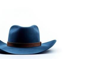 ai gerado foto do azul vaqueiro chapéu isolado em branco fundo. ai gerado