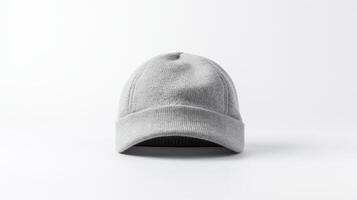 ai gerado foto do cinzento gorro boné isolado em branco fundo. ai gerado