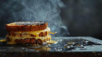 ai gerado grelhado queijo sanduíche dourado crosta Derretendo meio foto