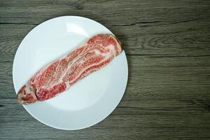 fechar-se do a5 japonês wagyu bife corte. foto