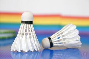 badminton peteca, esporte equipamentos. conceito, esporte, exercício, lazer atividade para Boa saúde. popular esporte para todos sexos e lgbtq mundialmente. foto