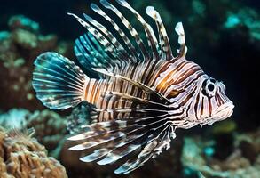 ai gerado uma Visão do uma leão peixe foto