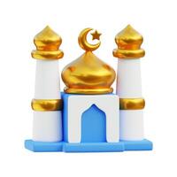 mesquita 3d ícone com isolado fundo, Ramadã 3d Renderização, muçulmano ícone, 3d ilustração modelo foto