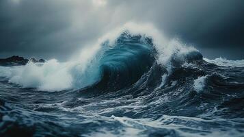 ai gerado uma falhando oceano onda foto