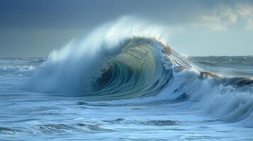 ai gerado uma falhando oceano onda foto