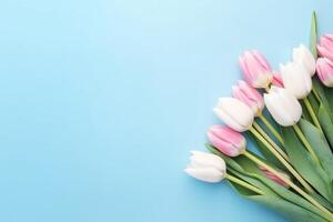 ai gerado mães dia ramalhete do tulipas em pastel fundo foto