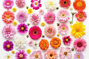 ai gerado colorida flor coleção em branco fundo. foto