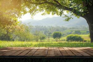 ai gerado Fazenda mesa monitores produtos em natureza fundo. foto