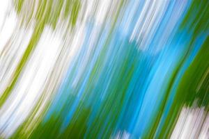 fundo desfocado abstrato de folhas verdes e céu azul com destaques. foto