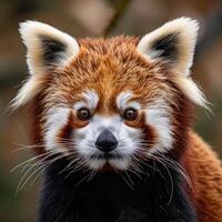 ai gerado vermelho panda dentro natural habitat foto