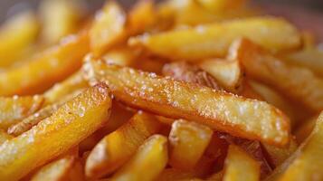 ai gerado uma pilha do francês fritas em mesa foto