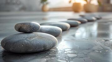 ai gerado linha do pedras de natação piscina foto