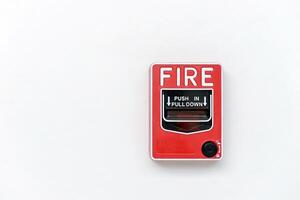 fogo alarme interruptor caixa em branco parede para Atenção com cópia de espaço foto