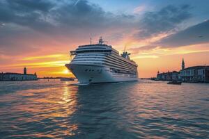 ai gerado Veneza luxo cruzeiro navio panorama. generativo ai foto