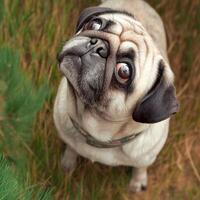 ai gerado Senior canino serenidade qualidade foto do a envelhecido pug ao ar livre para social meios de comunicação postar Tamanho