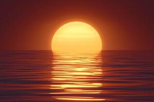 ai gerado laranja Sol sobre água com reflexões cria uma sereno fundo foto