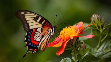 ai gerado geometria flor borboleta hipnotizado de colorida padrões em lantana foto