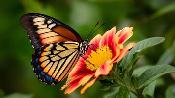 ai gerado geometria flor borboleta hipnotizado de colorida padrões em lantana foto