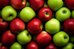 ai gerado refrescante vermelho verde maçãs sobremesa. gerar ai foto