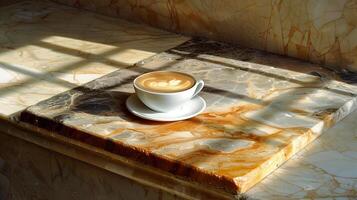 ai gerado cappuccino em polido mármore foto