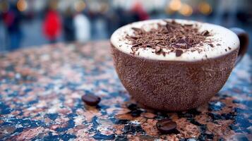 ai gerado cappuccino em polido mármore foto