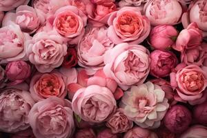 ai gerado estético lindo Rosa flores plantas em fundo. gerar ai foto