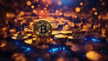 ai gerado bitcoin criptomoeda digital dinheiro dourado moeda tecnologia e o negócio conceito foto