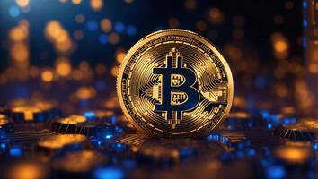 ai gerado bitcoin criptomoeda digital dinheiro dourado moeda tecnologia e o negócio conceito foto