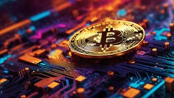 ai gerado criptomoeda bitcoin digital dinheiro dourado moeda tecnologia o negócio conceito criptomoeda bitcoin foto