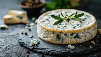 ai gerado peça do queijo com verde folhas foto