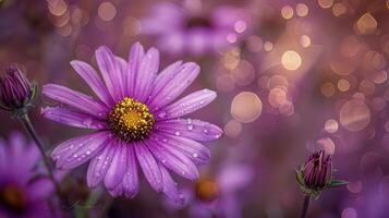 ai gerado fechar acima do roxa flor com embaçado fundo foto