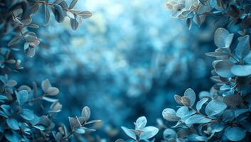 ai gerado azul folhas fundo com cópia de espaço, suave foco. natureza fundo. foto