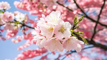 ai gerado cheio flor sakura flor árvore isolado em branco fundo foto