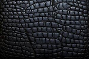 ai gerado crocodilo Preto couro textura fundo, crocodilo Preto couro fundo, couro textura, crocodilo couro 3d textura, crocodilo pele textura, ai generativo foto