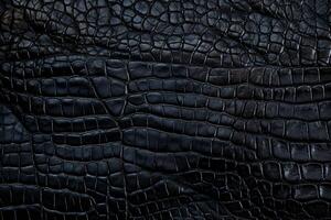 ai gerado crocodilo Preto couro textura fundo, crocodilo Preto couro fundo, couro textura, crocodilo couro 3d textura, crocodilo pele textura, ai generativo foto